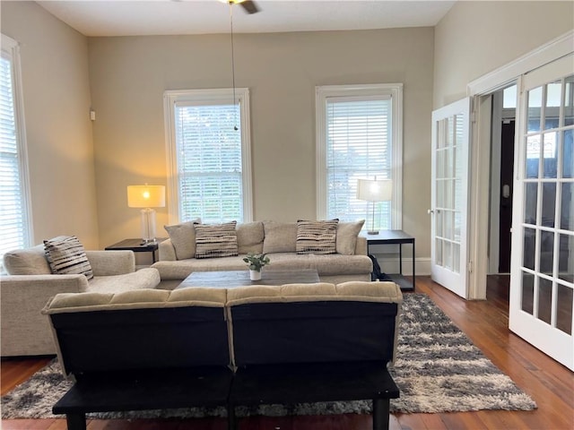632 Monroe St, Macon, GA 31201 - living room with wood finished floors and french doors