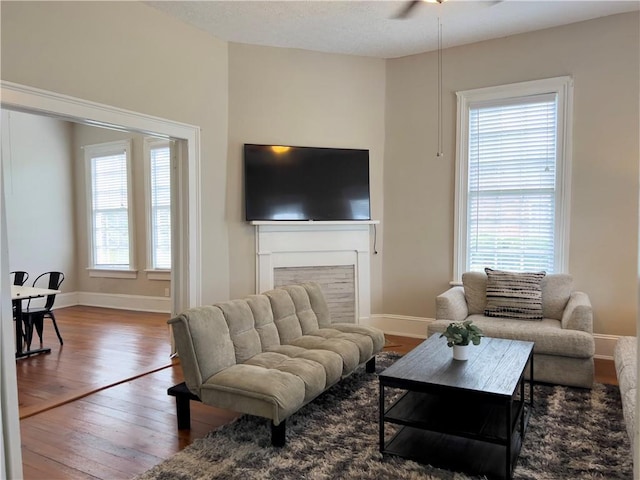 632 Monroe St, Macon, GA 31201 - living room featuring hardwood / wood-style flooring, healthy amount of natural light, and baseboards