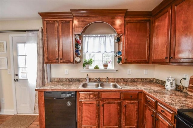 kitchen featuring sink, wood-type flooring, and dishwasher