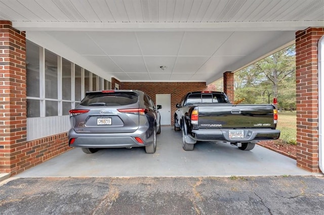 garage with a carport