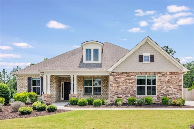 1374 Highland Wood Ct, Auburn, GA 30011 - craftsman-style house featuring a front lawn, stone siding, and a shingled roof