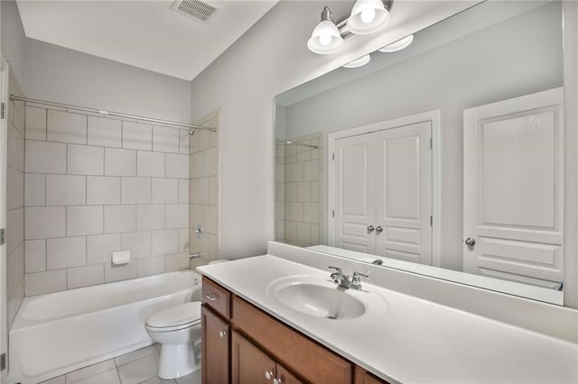 1374 Highland Wood Ct, Auburn, GA 30011 - full bathroom with vanity, toilet, bathtub / shower combination, and tile patterned floors