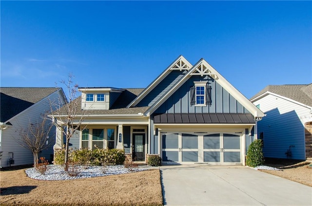 craftsman inspired home with a garage