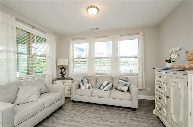 living room with light wood-type flooring