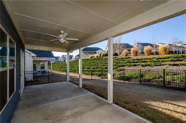 view of patio with ceiling fan