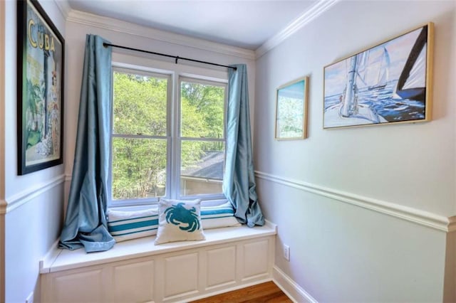 interior space featuring crown molding