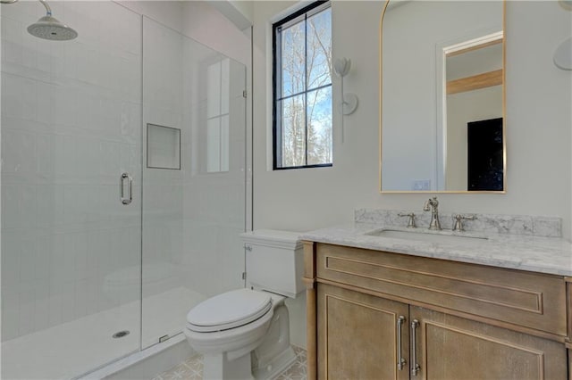 789 Old Mill Ct, Ball Ground, GA 30107 - full bathroom featuring a stall shower, vanity, and toilet