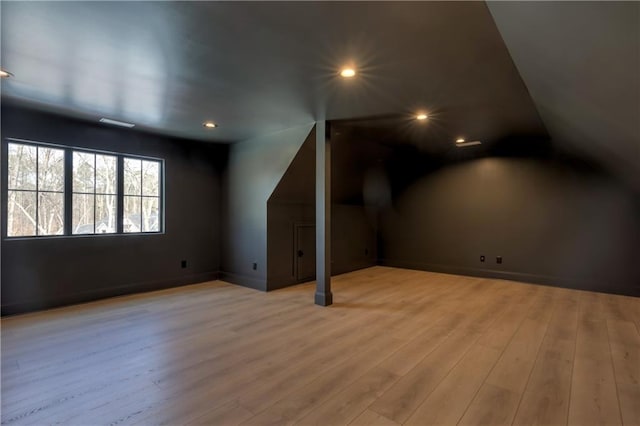 789 Old Mill Ct, Ball Ground, GA 30107 - bonus room featuring wood finished floors, vaulted ceiling, recessed lighting, and baseboards