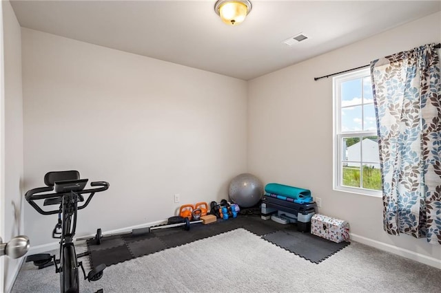 exercise area with dark carpet