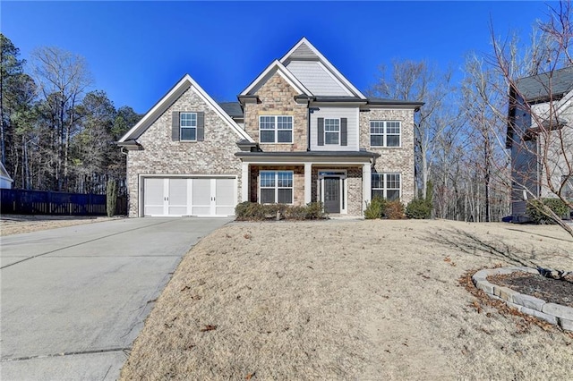 view of front of house with a garage