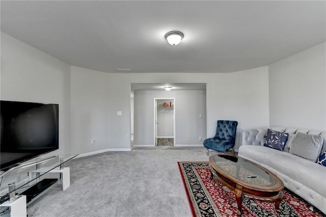 living room with light colored carpet