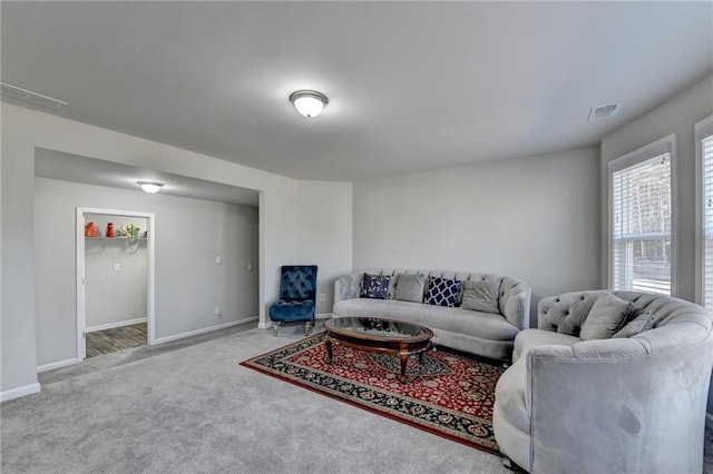 living room with carpet