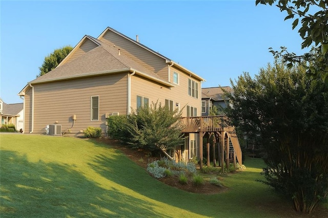 730 Midway Ave, Canton, GA 30114 - view of home's exterior featuring a deck, a yard, and stairway
