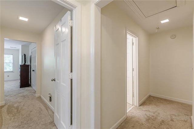 4101 Dunwoody Club Dr Unit 49, Atlanta, GA 30350 - corridor featuring carpet floors, baseboards, and attic access
