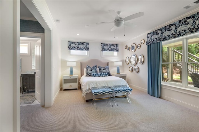 4823 Layfield Dr, Dunwoody, GA 30338 - bedroom with crown molding, carpet, baseboards, and a ceiling fan