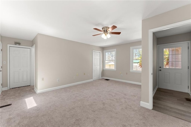 1292 Fernside Dr, Toccoa, GA 30577 - carpeted foyer entrance featuring a ceiling fan and baseboards