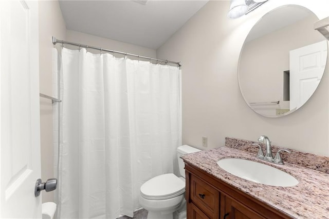 1292 Fernside Dr, Toccoa, GA 30577 - full bathroom with toilet, vanity, and a shower with shower curtain