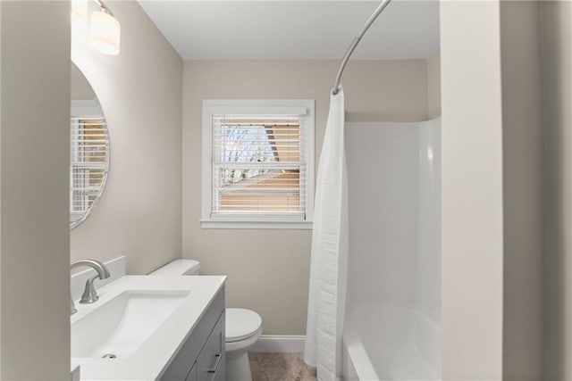 1292 Fernside Dr, Toccoa, GA 30577 - full bathroom with toilet, vanity, and shower / bath combo with shower curtain
