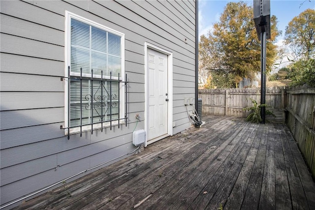 deck featuring a fenced backyard