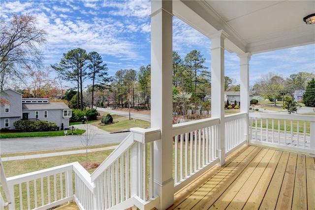 wooden deck with covered porch