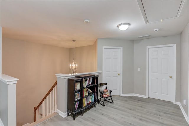 4092 Duran Ln, Auburn, GA 30011 - hall featuring an upstairs landing, attic access, and light wood-style floors