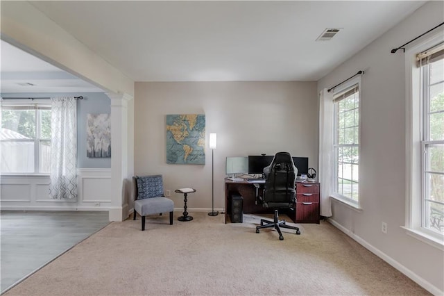 4092 Duran Ln, Auburn, GA 30011 - carpeted office space with plenty of natural light and wainscoting