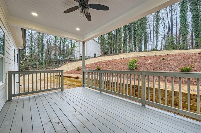 deck featuring ceiling fan