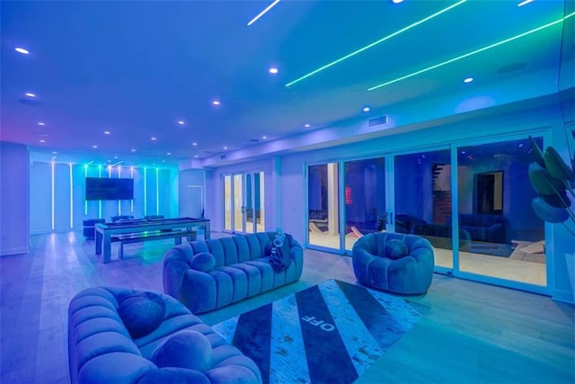 living room featuring hardwood / wood-style flooring