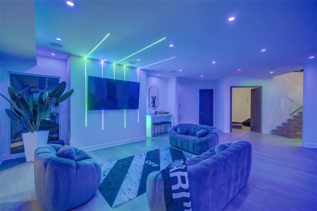 living room featuring light hardwood / wood-style flooring