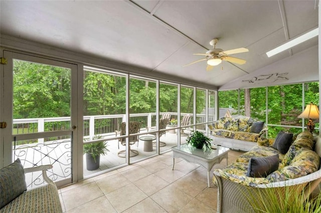 312 Crabapple Springs Way, Woodstock, GA 30188 - sunroom / solarium with a ceiling fan, plenty of natural light, lofted ceiling, and an outdoor living space