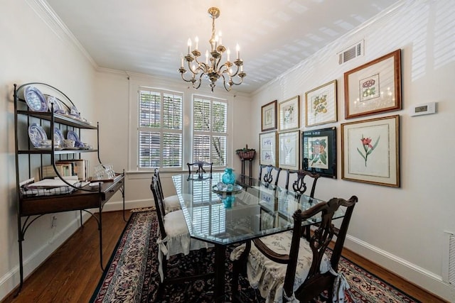 2260 Peachtree Rd NW Unit B4, Atlanta, GA 30309 - dining space featuring a chandelier, wood finished floors, and ornamental molding