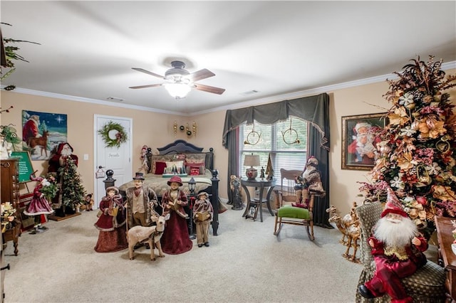 261 Double Springs Rd SW, Monroe, GA 30656 - carpeted bedroom with ornamental molding and ceiling fan