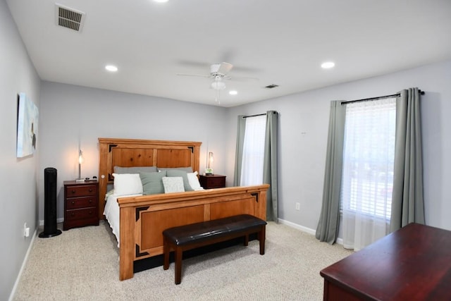 1206 Shiloh Cir NW, Kennesaw, GA 30144 - bedroom with recessed lighting, light colored carpet, and ceiling fan