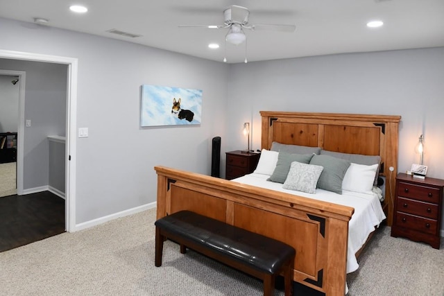 1206 Shiloh Cir NW, Kennesaw, GA 30144 - bedroom featuring carpet floors, recessed lighting, and a ceiling fan