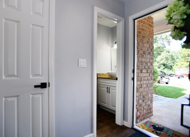 1206 Shiloh Cir NW, Kennesaw, GA 30144 - doorway to outside with dark wood-type flooring and a sink