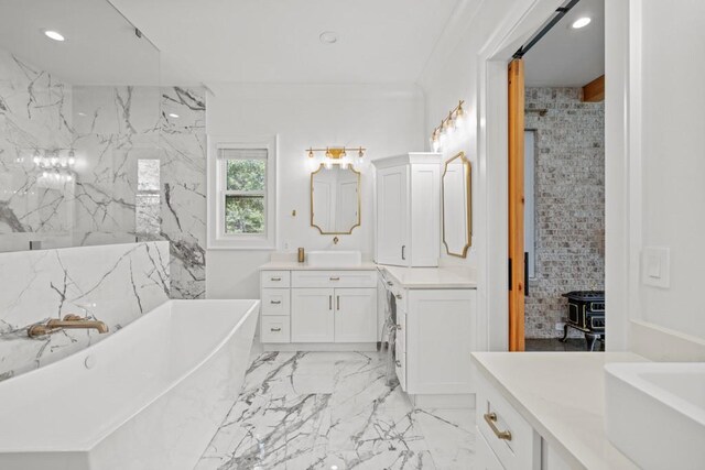 bathroom featuring vanity and a bathing tub