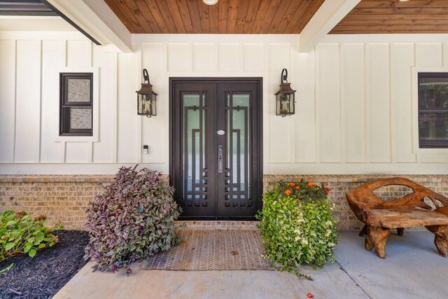 property entrance with french doors