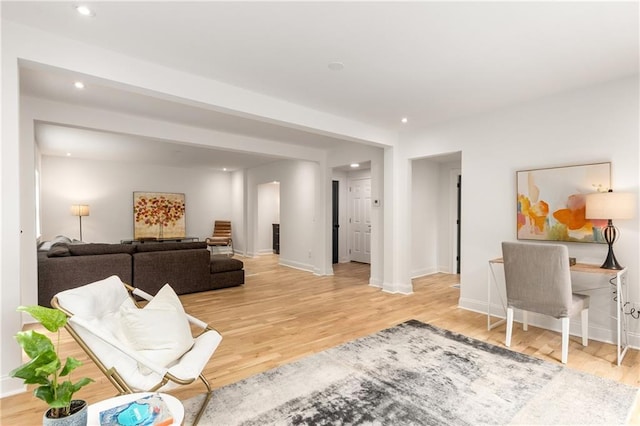 1327 Harvard Rd NE, Atlanta, GA 30306 - living room featuring light wood finished floors, baseboards, and recessed lighting