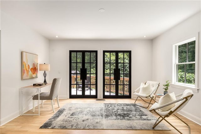 1327 Harvard Rd NE, Atlanta, GA 30306 - entryway featuring french doors, plenty of natural light, baseboards, light wood-style flooring, and recessed lighting