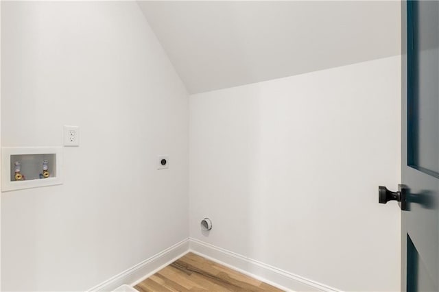 1327 Harvard Rd NE, Atlanta, GA 30306 - clothes washing area featuring hookup for an electric dryer, light wood-type flooring, baseboards, and hookup for a washing machine