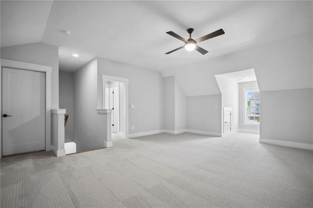 591 Brashy St, Woodstock, GA 30188 - bonus room featuring vaulted ceiling, baseboards, carpet, ceiling fan, and recessed lighting