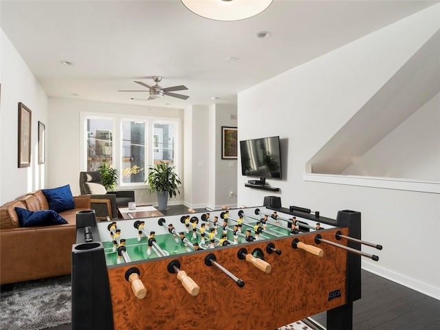 415 Gartrell St SE Unit 16, Atlanta, GA 30312 - rec room featuring dark wood-style floors, ceiling fan, and recessed lighting