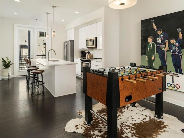 415 Gartrell St SE Unit 16, Atlanta, GA 30312 - game room featuring dark wood-style floors and recessed lighting