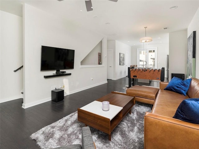 415 Gartrell St SE Unit 16, Atlanta, GA 30312 - living room featuring wood finished floors, ceiling fan, and recessed lighting
