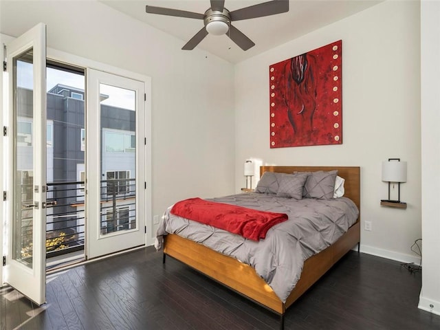 415 Gartrell St SE Unit 16, Atlanta, GA 30312 - bedroom featuring access to outside, hardwood / wood-style flooring, and a ceiling fan