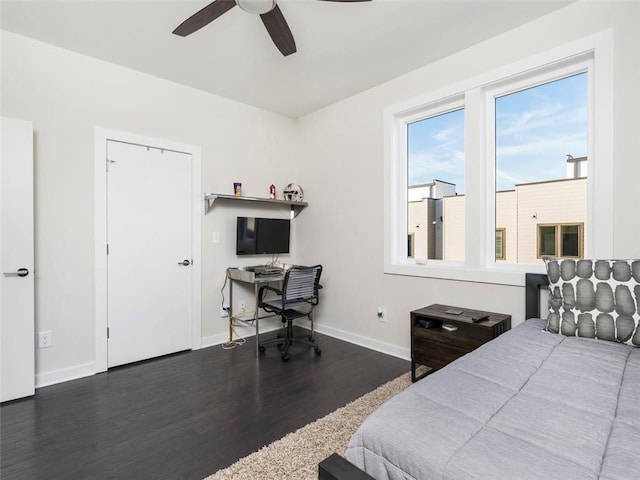 415 Gartrell St SE Unit 16, Atlanta, GA 30312 - bedroom with wood finished floors, a desk, and a ceiling fan