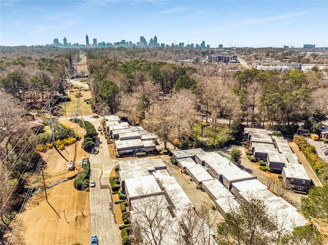 birds eye view of property with a city view