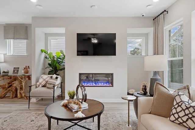 living room featuring light wood-type flooring