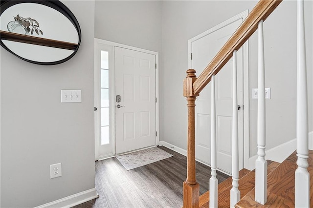 119 Ashley Way, Jefferson, GA 30549 - foyer entrance featuring wood finished floors, baseboards, and stairs