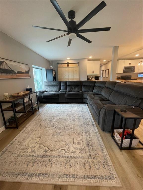 433 Spring Place Reseca Rd, Resaca, GA 30735 - living area with light wood finished floors, a ceiling fan, baseboards, and recessed lighting